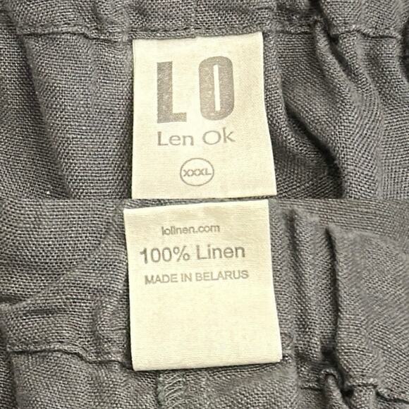 Len Ok Gray Linen Elastic Waist Shorts XXXL Relaxed Fit Coastal Lagenlook Boho - Picture 7 of 8